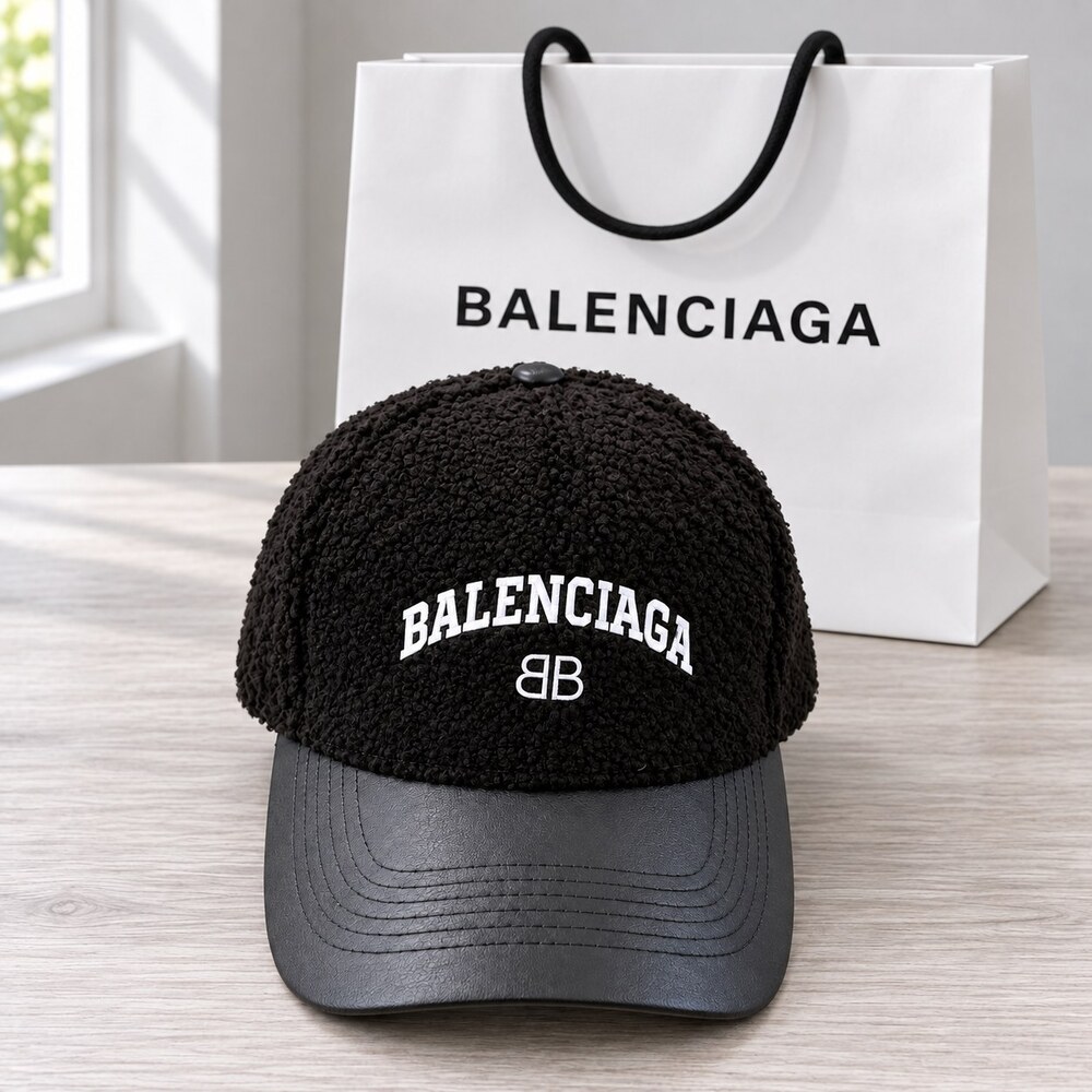 Balenciaga Black Teddy Leather Cap